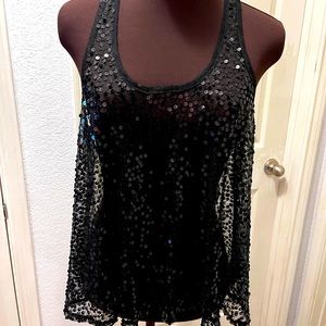 Sequined Chiffon Tank Top
